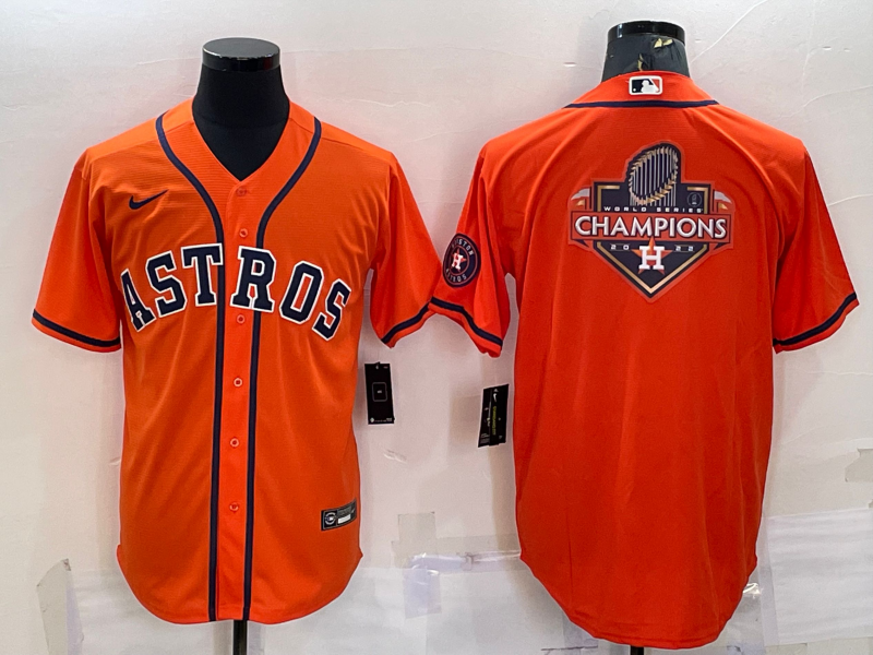 Men's Orange Houston Astros 2022 World Series Champions Team Big Logo With Patch Cool Base Stitched Jersey
